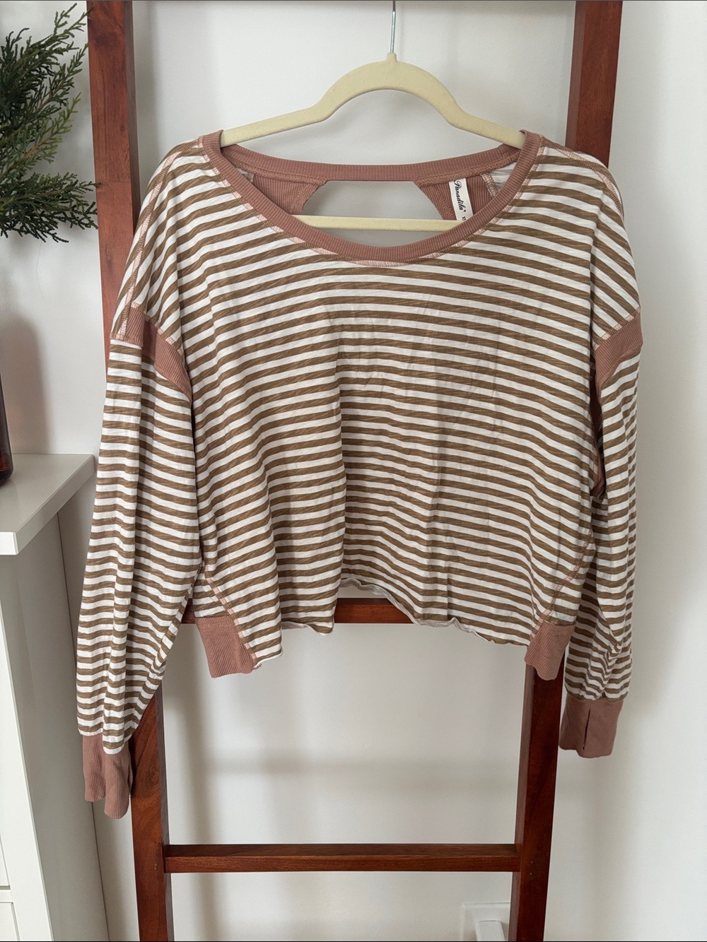 Striped open back long sleeve